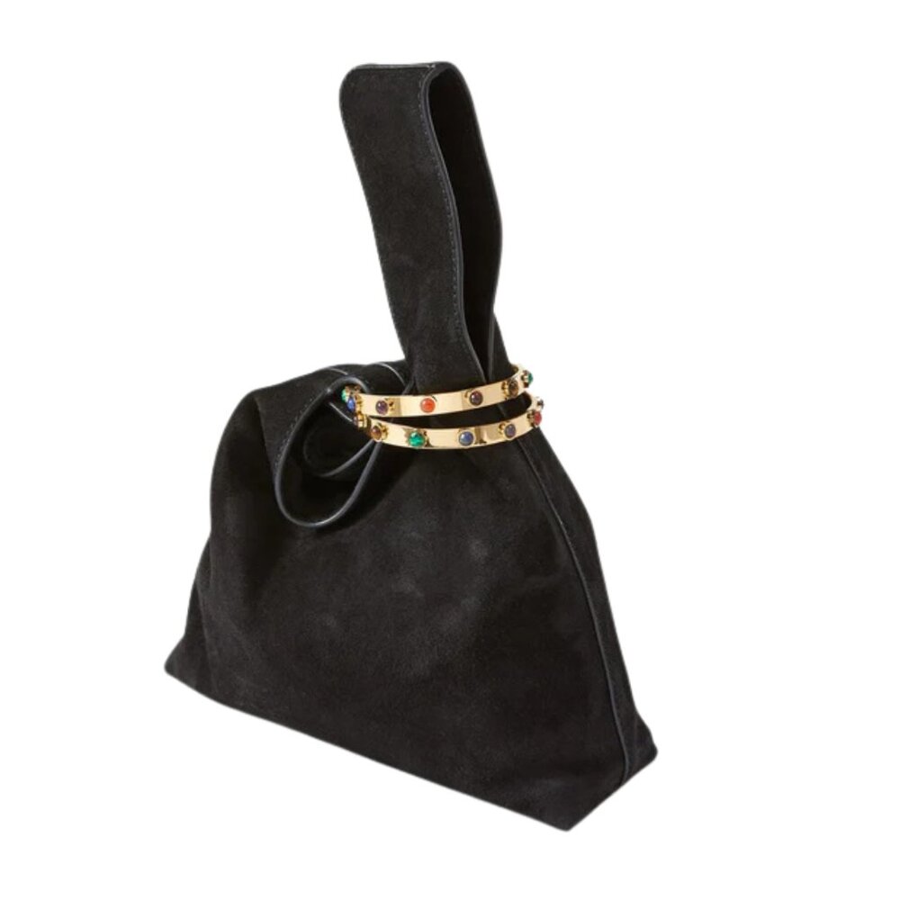 Veronica Beard Black Suede Bracelet-Closure Handbag - Picture 2 of 6